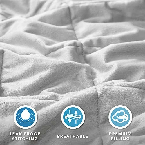 Comfort Spaces Reversible Weighted Blanket Adult-Glass Beads Filling All Season Soft Heavy Wraps-Box Quilted Cozy Warm Bed Cover, 60"x80" / 17lbs, Mink To Microfiber Grey 4 Comfort Spaces Reversible Weighted Blanket Adult-Glass Beads Filling All Season Soft Heavy Wraps-Box Quilted Cozy Warm Bed Cover, 60"x80" / 17lbs, Mink To Microfiber Grey - Image 2