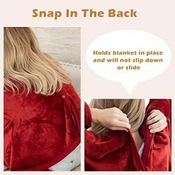 OIGAE Wearable Blanket With Sleeves & Foot Pocket For Women Men Adult, Comfy Fleece Blanket With Snap Button Extra Soft TV Wrap Throw Blanket For Couch Sofa Home Office, 71" X 51", Wine -Electric Blankets Sales Store 51yChmWlozL