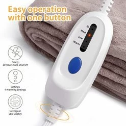 ISOPHO Electric Heated Blanket Throw Full Size 72''x84'' With 4 Heating Levels & 10 Hours Auto-Off, Soft Fleece Blanket With Fast Heating And Machine Washable, Home & Office Use（Brown） -Electric Blankets Sales Store 51yL56xyulL