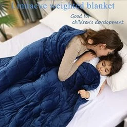 LIMRACVE Weighted Blanket 15 Pounds For Adult, Reversible Weighted Throw Blanket Queen/King Size（60"x80"', Heavy Blanket With Premium Glass Beads, Blanket For Sofa Bed, All Season Use, Navy -Electric Blankets Sales Store 51yRxbza65L