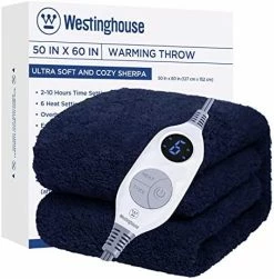 Westinghouse Electric Blanket Throw Size, Soft Plush Sherpa Heated Blanket With 6 Heating Levels & 2-10 Hours Auto-Off, Machine Washable, 50x60 Inches, Rust -Electric Blankets Sales Store 51yarCJThL. AC