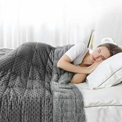 Double Couple Sherpa Fleece Weighted Blanket For Adult 15 Lbs 48"x72" Twin Size 110-180 Lbs Individuals Extra Fuzzy Throw Blanket Plush Heavy Blanket With Premium Glass Beads For Bed (48"x72" | 15 Lbs, Grey)