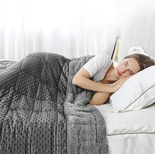 Double Couple Sherpa Fleece Weighted Blanket For Adult 15 Lbs 48"x72" Twin Size 110-180 Lbs Individuals Extra Fuzzy Throw Blanket Plush Heavy Blanket With Premium Glass Beads For Bed (48"x72" | 15 Lbs, Grey) 7 Double Couple Sherpa Fleece Weighted Blanket For Adult 15 Lbs 48"x72" Twin Size 110-180 Lbs Individuals Extra Fuzzy Throw Blanket Plush Heavy Blanket With Premium Glass Beads For Bed (48"x72" | 15 Lbs, Grey) - Image 5