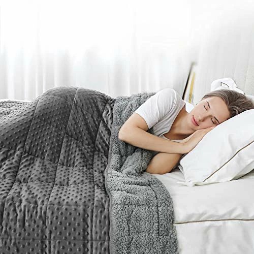 Double Couple Sherpa Fleece Weighted Blanket For Adult 15 Lbs 48"x72" Twin Size 110-180 Lbs Individuals Extra Fuzzy Throw Blanket Plush Heavy Blanket With Premium Glass Beads For Bed (48"x72" | 15 Lbs, Grey) 3 Double Couple Sherpa Fleece Weighted Blanket For Adult 15 Lbs 48"x72" Twin Size 110-180 Lbs Individuals Extra Fuzzy Throw Blanket Plush Heavy Blanket With Premium Glass Beads For Bed (48"x72" | 15 Lbs, Grey)