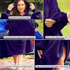 Lengthened Oversized Blanket Hoodie Wearable Blanket Sweatshirt For Women Men-Hoodie Blanket Hooded Blanket With Giant Pocket Black 18 Lengthened Oversized Blanket Hoodie Wearable Blanket Sweatshirt For Women Men-Hoodie Blanket Hooded Blanket With Giant Pocket Black -Electric Blankets Sales Store 51yqAl70LjS