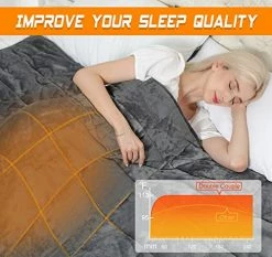 Double Couple Heated Weighted Blanket Electric Blanket For Adults 50"x60"|15 Lbs Heavy Thick Warm Bed Blanket 3 Heating Levels & 4 Hours Auto Off Machine Washable Dark Grey -Electric Blankets Sales Store 51zWd5SggNL