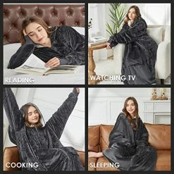 JOYWOO Wearable Blanket, Oversized Sherpa Sweatshirt Blanket For Women And Men With Zipper And Big Pockets, One Size Fits All Pink -Electric Blankets Sales Store 51zdOluKUaL