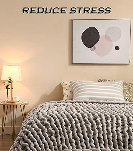 MLMGUO Chunky Velvet Knitted Weighted Blanket, Hand Made Chunky Knit Weighted Throw For Sleep, Stress Or Home Décor,Handmade Weighted Blankets For Sofa, Bed, Couch(Light Grey, 50''x60'' 10 Lbs) 5 MLMGUO Chunky Velvet Knitted Weighted Blanket, Hand Made Chunky Knit Weighted Throw For Sleep, Stress Or Home Décor,Handmade Weighted Blankets For Sofa, Bed, Couch(Light Grey, 50''x60'' 10 Lbs) - Image 3