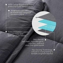 Comfort Sleep Weighted Blanket Queen Size, 60" X 80", 17 Lbs, Dark Gray, 100% Cotton Material With Premium Glass Beads (17) -Electric Blankets Sales Store 612oLQK2vhL