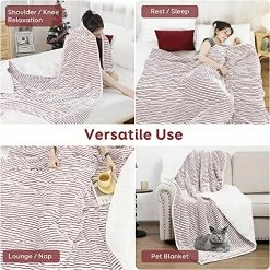 Weighted Blanket 15lbs For Adults, Netoolen 60x80in Dual Sided Sherpa Fleece Striped Flannel Heavy Thick Soft Cozy Fuzzy Bed Blanket For Bedroom Sofa Car, Red (60''*80'',15 Pounds) Navy Blue -Electric Blankets Sales Store 619Rp21onwL