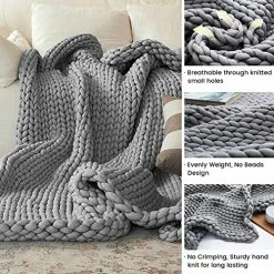 Zonli Cooling Knitted Weighted Blanket 20 Lbs (Light Grey, 60''x80''), Hand Made Chunky Knit Weighted Blanket Queen Size For Home Decor, Couch & Bed, Machine Washable, For One Person (~190lbs) 9 Zonli Cooling Knitted Weighted Blanket 20 Lbs (Light Grey, 60''x80''), Hand Made Chunky Knit Weighted Blanket Queen Size For Home Decor, Couch & Bed, Machine Washable, For One Person (~190lbs) -Electric Blankets Sales Store 61CGABtzyHL