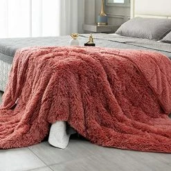 Topblan Faux Fur Weighted Blanket 20lbs, 60" X 80" Uniformed Color Sherpa Fleece Weighted Blanket Full Queen Size For Women Men Relaxing, Wine Red -Electric Blankets Sales Store 61EU0yIAQWL. AC 2