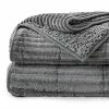 Lofus Sherpa Fleece Weighted Blanket, 15 Lbs Ribbed Microfiber Heavy Blanket, Mink Stripe Throw Blanket, Reversible Fluffy Sherpa Super Soft Warm, 60 X 80 Inches, Grey