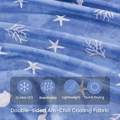 Elegear Cooling Blanket, Q-Max>0.5 Japanese Arc-Chill Cooling Blankets For Hot Sleepers, Double Sided Cold Blankets For Sleeping, Lightweight Breathable Summer Blanket (Blue, Queen Size 90"x90")