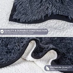 Happy Fuel Penguin Wearable Hooded Blanket For Adults - Fluffy Super Soft Shaggy Faux Fur, Fuzzy Warm Cozy Plush Furry Fleece & Sherpa Hoodie Throw Cloak Wrap - Penguin Gifts For Women Adults And Kids Charcoal -Electric Blankets Sales Store 61JTsPc97nL