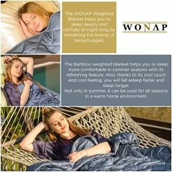 WONAP Bamboo Weighted Blanket | 100% Natural Bamboo Cooling With Premium Glass Beads | 15 Lbs | 60"x80" Queen Size | For Adult And Kids | Heavy Blanket | Folkstone Grey 21 WONAP Bamboo Weighted Blanket | 100% Natural Bamboo Cooling With Premium Glass Beads | 15 Lbs | 60"x80" Queen Size | For Adult And Kids | Heavy Blanket | Folkstone Grey -Electric Blankets Sales Store 61NBamSBf2L