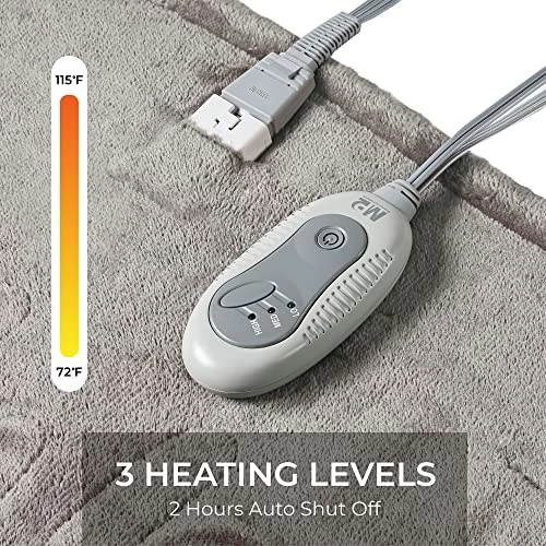 MP2 Plush Sherpa Throw Electric Blanket For Lap W/ 3 Heating Levels & 2 Hours Auto Shut Off, UL Certified EMF Radiation Safe, Machine Washable, 50"x60", Frost Grey 4 MP2 Plush Sherpa Throw Electric Blanket For Lap W/ 3 Heating Levels & 2 Hours Auto Shut Off, UL Certified EMF Radiation Safe, Machine Washable, 50"x60", Frost Grey - Image 2