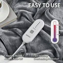 JKMAX Heated Blanket Throw Blanket For Couch, 50" X 60" Electric Throw Blanket, Heating Blanket With 5 Heating Levels & 4 Hours Auto Off, Soft Fleece Blanket | Machine Washable | ETL Certified (Grey) Beige -Electric Blankets Sales Store 61Y5fk8nW5L