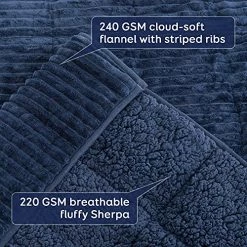 Pawque Sherpa Fleece Weighted Blanket Twin Size 20lbs For Adult, Fuzzy Weighted Throw With Ribbed Stripes, Dual Sided Cozy Plush Blanket With Premium Beads For Bed Sofa, 60 X 80 Inches, Navy Blue -Electric Blankets Sales Store 61aJ9lP3rOL