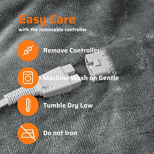 Degrees Of Comfort Sherpa Plush Heated Blanket, Full Size Bed Electric Blankets With 20 Heat Settings Controller | 1-10 Hour Auto Shut Off |Washable, 80" X 84" Grey 6 Degrees Of Comfort Sherpa Plush Heated Blanket, Full Size Bed Electric Blankets With 20 Heat Settings Controller | 1-10 Hour Auto Shut Off |Washable, 80" X 84" Grey - Image 4
