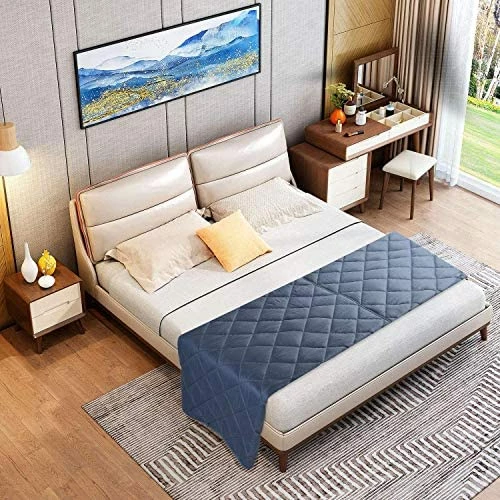 YOLIPULI Weighted Blanket Adult Kids 15 Lbs | 100% Bamboo Fabric | Twin Size | 48" X 72" Luxury Silky Heavy Blanket | Filled With Premium Glass Beads, Navy Blue 6 YOLIPULI Weighted Blanket Adult Kids 15 Lbs | 100% Bamboo Fabric | Twin Size | 48" X 72" Luxury Silky Heavy Blanket | Filled With Premium Glass Beads, Navy Blue - Image 4