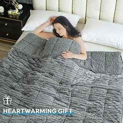 Lofus Sherpa Fleece Weighted Blanket, 15 Lbs Ribbed Microfiber Heavy Blanket, Mink Stripe Throw Blanket, Reversible Fluffy Sherpa Super Soft Warm, 60 X 80 Inches, Grey -Electric Blankets Sales Store 61i8uuTBU4L