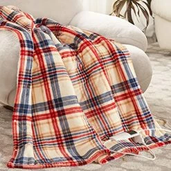 Octrot Electric Heated Blanket, 10 Heating Level Throw Blanket & 5 Options Auto Off & 5 Min Fast Heating Blanket For Adult, Sherpa Heated Blanket Soft Lap Warming (50''x62'', Brown Plaid) -Electric Blankets Sales Store 61mqPLpAvlL. AC