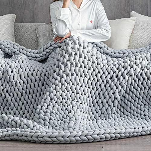 Knitted Weighted Blanket 15 LBS Queen Size 60x80 Inch, Uttermara Chunky Knit Weighted Blanket Handmade For Relax, Calming Or Home Decor, Weighted Blanket No Beads Snuggle For Adults, Grey 3 Knitted Weighted Blanket 15 LBS Queen Size 60x80 Inch, Uttermara Chunky Knit Weighted Blanket Handmade For Relax, Calming Or Home Decor, Weighted Blanket No Beads Snuggle For Adults, Grey