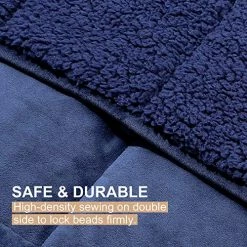 Argstar Sherpa Fleece Weighted Blanket For Adults 20 Lbs On Queen Bed, Unicolor Dual Sides, Soft Cozy Fuzzy Plush Heavy Blankets With Premium Glass Beads, 60"x80", Navy Blue. -Electric Blankets Sales Store 61yALI2OqGL
